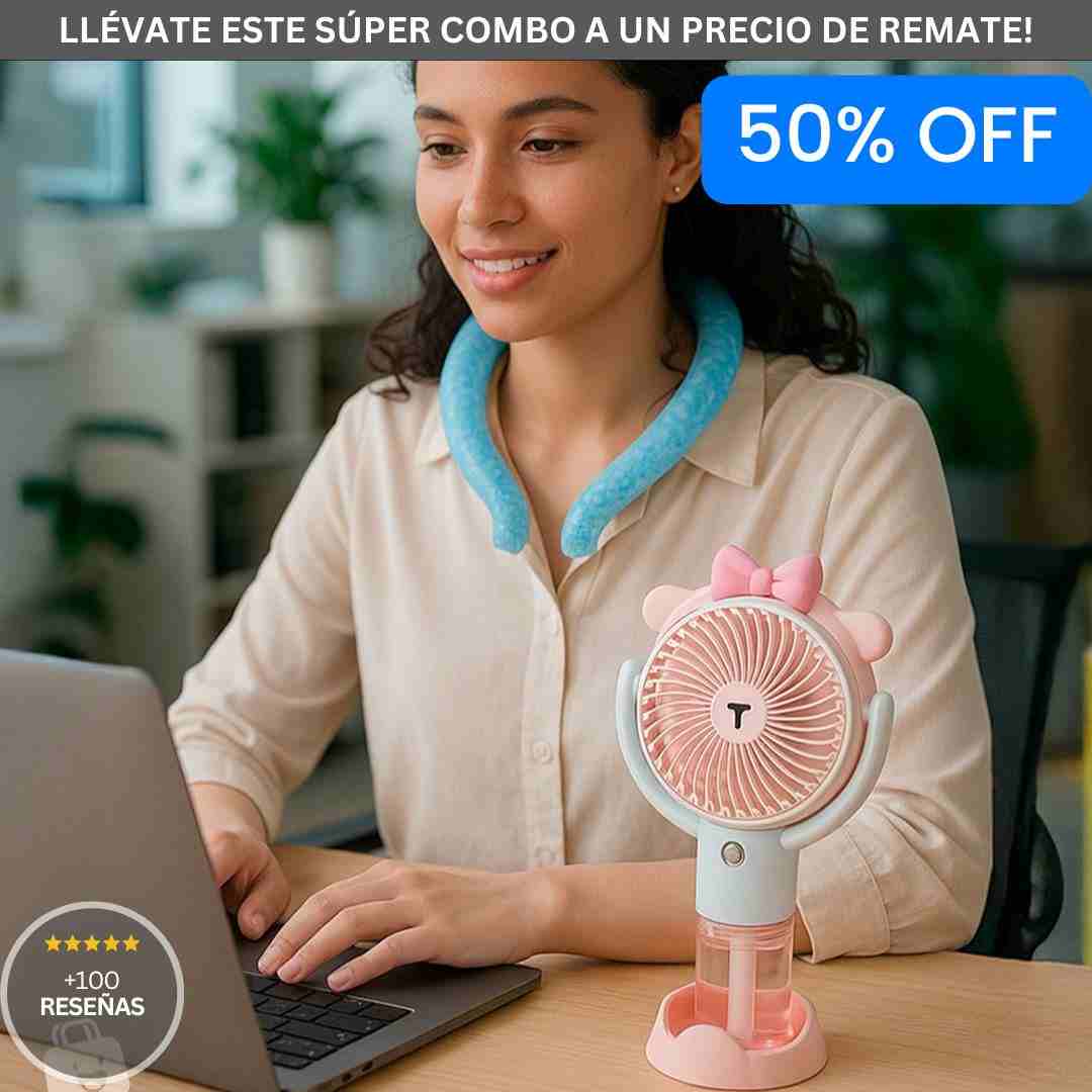 Combo Enfriador & Ventilador de Escritorio – Mantente Fresco Aunque Tu Día Sea Un Caos