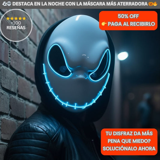 😱🎃 Máscara de Jack LED – Roba todas las miradas en Halloween 👻✨
