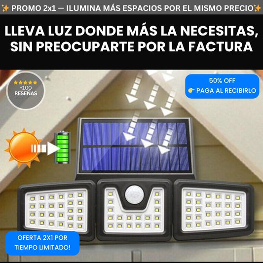 Lámpara Solar con Sensor de Movimiento – Ahora 2X1, sin pagar un peso en luz