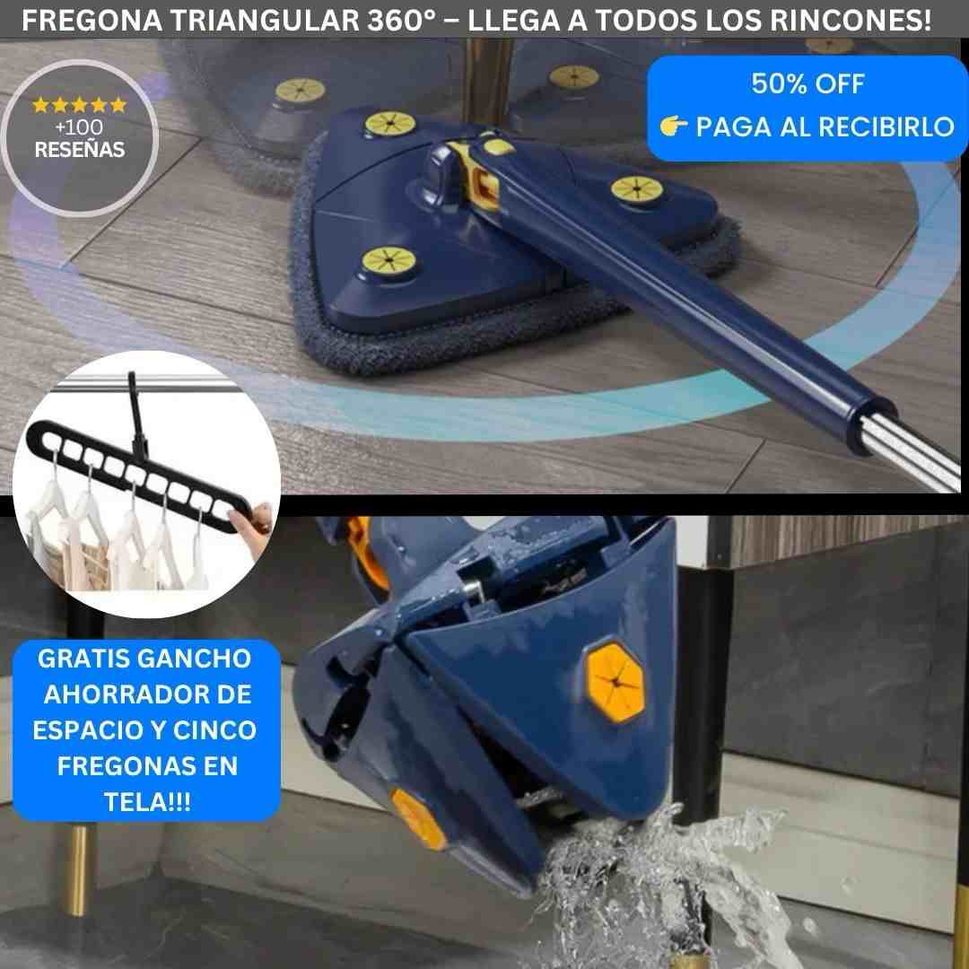Fregona Triangular 360° + Gancho Ahorrador y Cinco Fregonas GRATIS