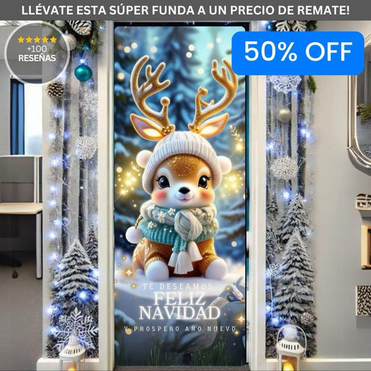 🎄 Funda Navideña Premium para Puerta – Transforma tu entrada sin gastar una fortuna