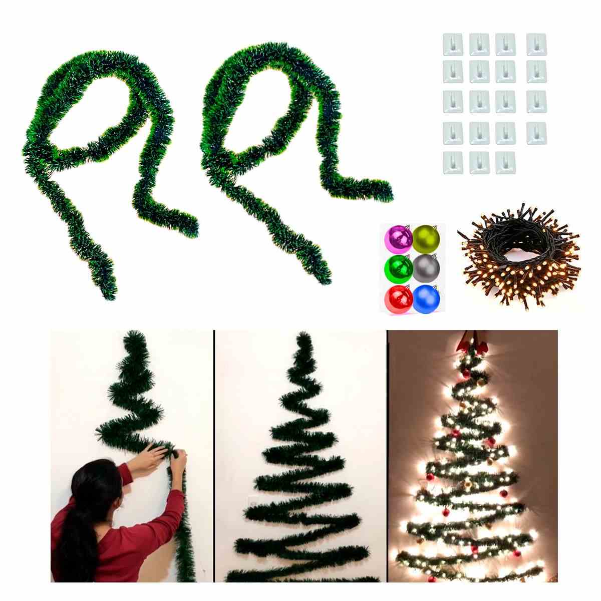 Árbol de Navidad de Pared – Ahorra y recibe luces + estrella + decoración GRATIS ✨