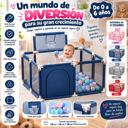 Mega Corral Para Bebés con Pelotas y Cesta